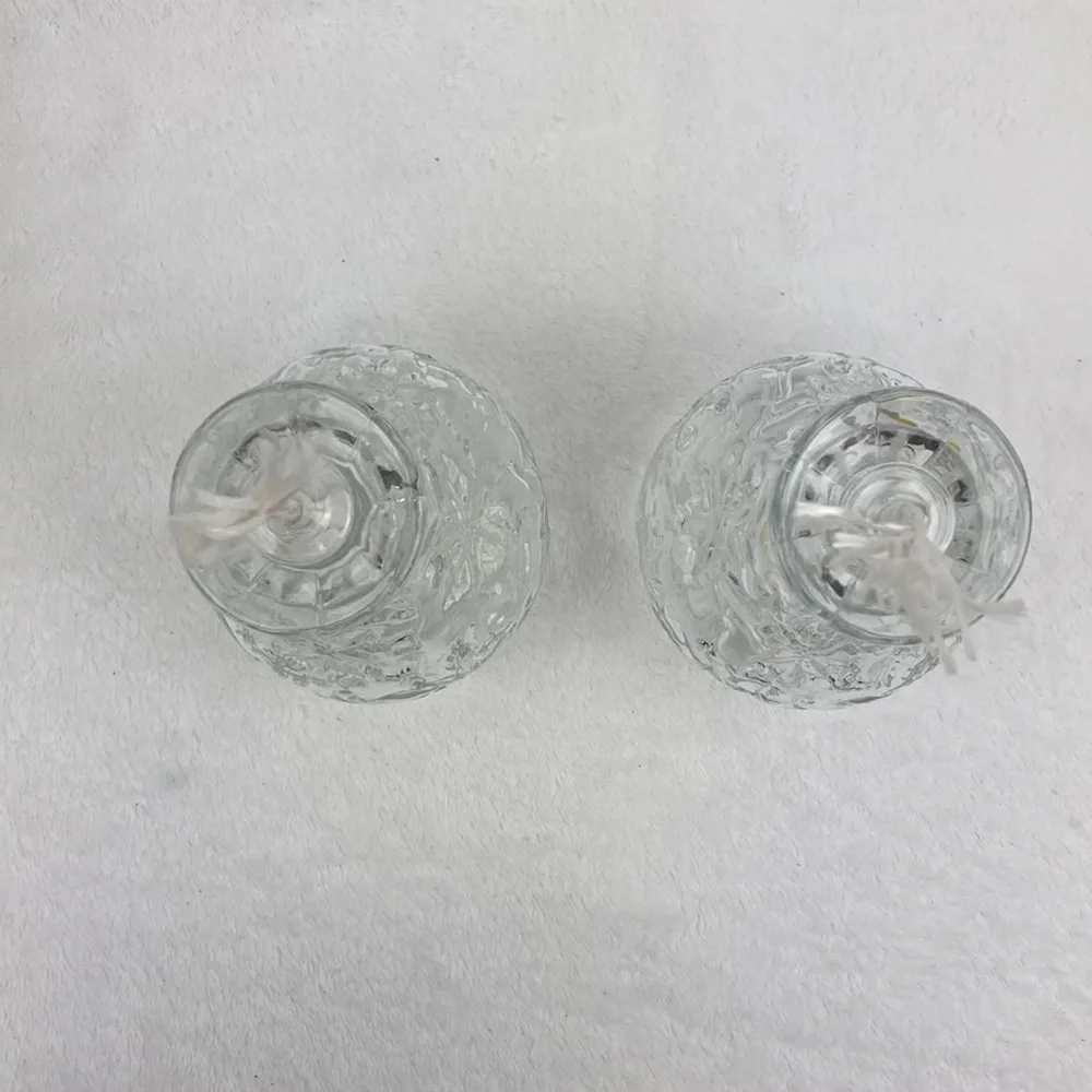 Princess House Fantasia Pressed Glass Oil Lamps Set of 2